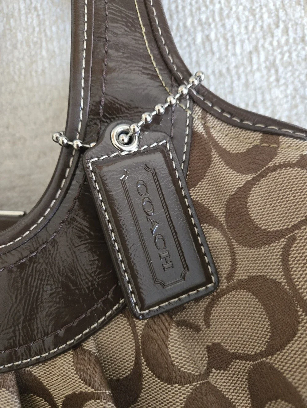 Coach Ergo Signature Pleated Frame Kisslock Handbag EUC